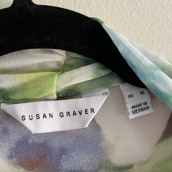 Susan Graver Women XL Bloom Floral Sheer Longline Open Front Mesh Cardigan - Picture 7 of 10